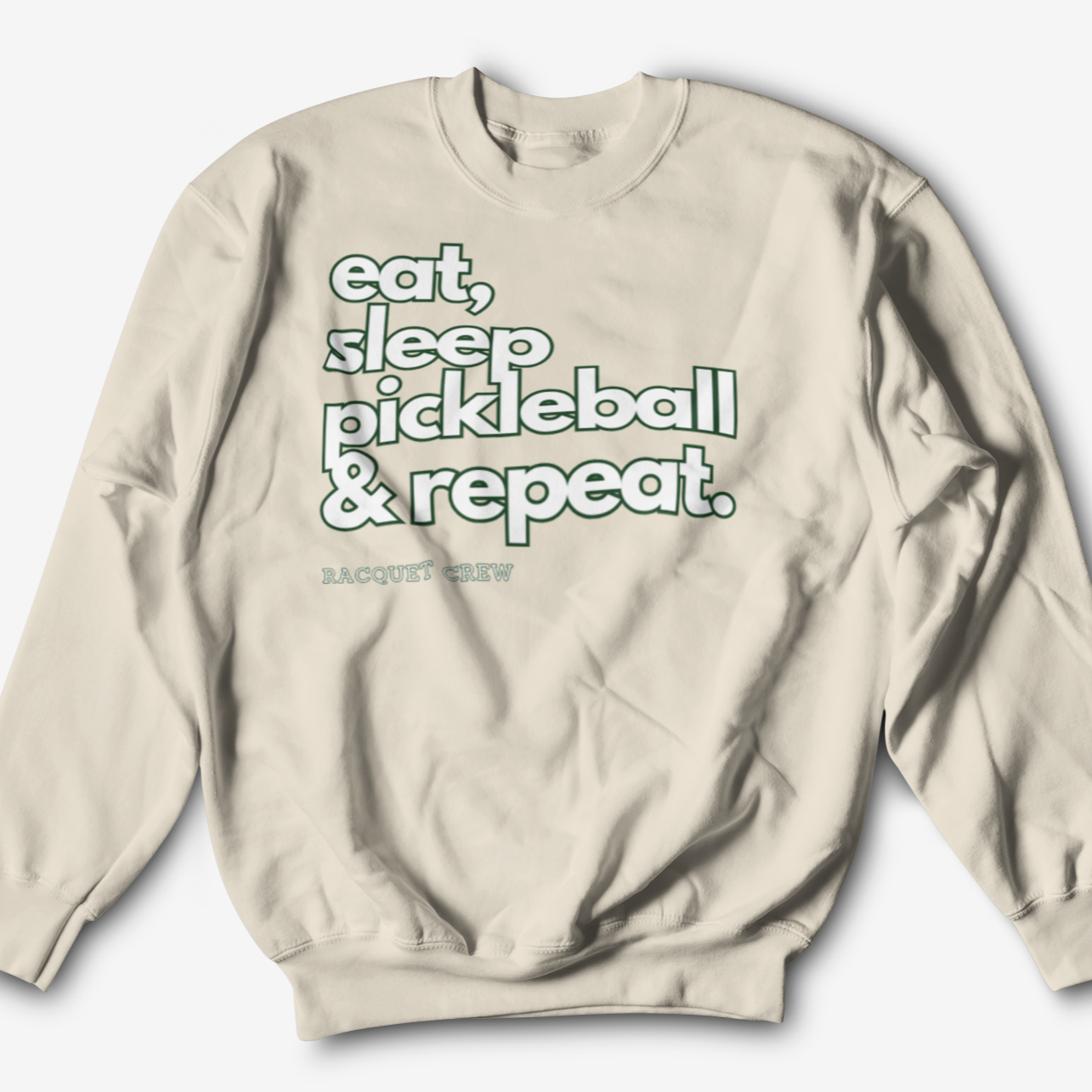 EAT SLEEP PICKLEBALL REPEAT CREWNECK - TAN